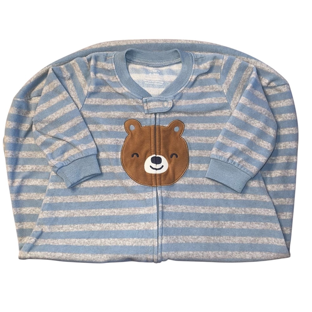Carters Baby Sleep Sack Wearable Blanket Bear Blue Stripe‎ 6-9 Months Fleece